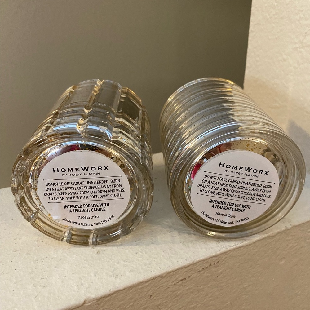Home Worx by Harry Slatkin Candle Holders. Set of 2.Never Used.Mirrored Glass. - Picture 3 of 4